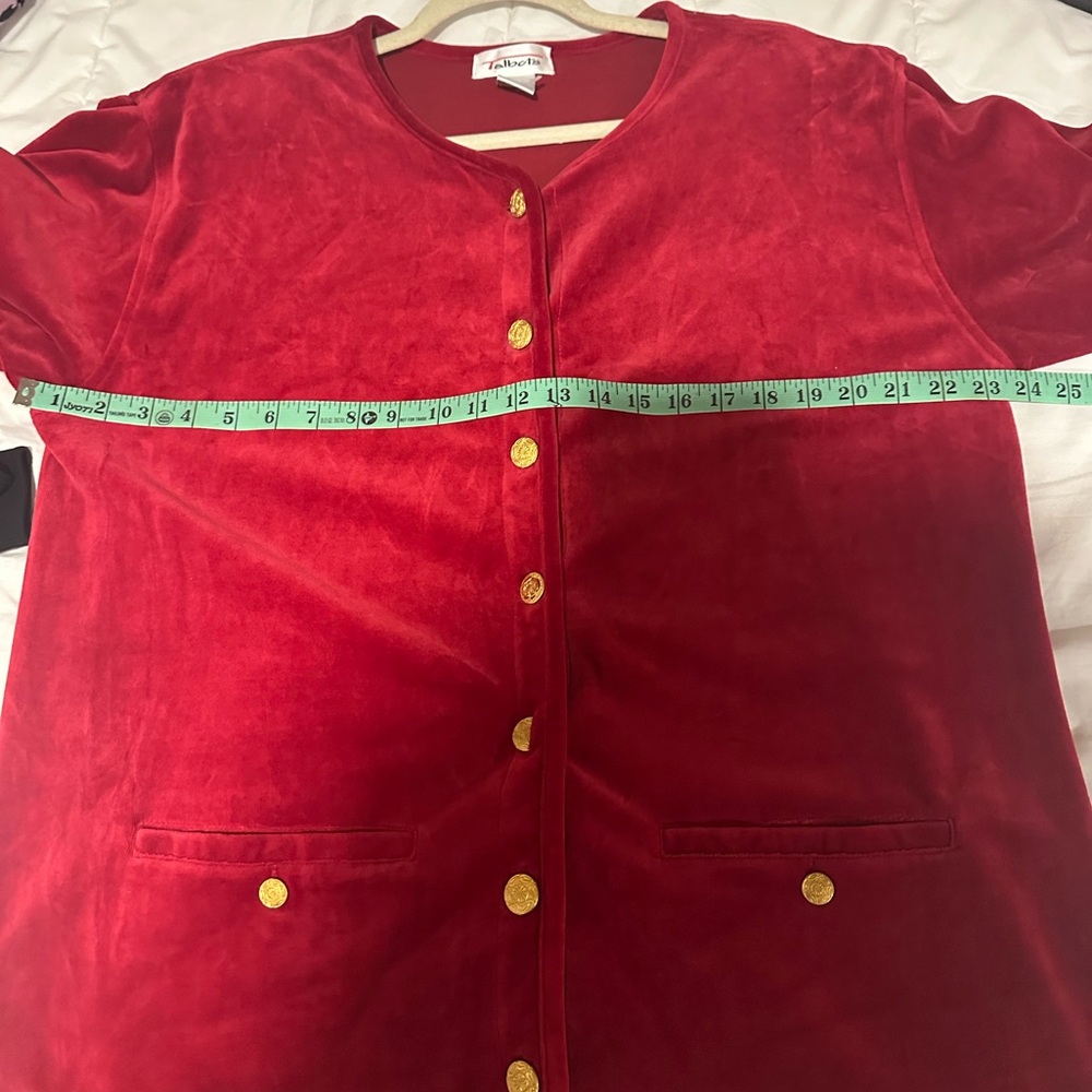 Talbots Red Velvet Jacket with Gold Buttons - Picture 2 of 7